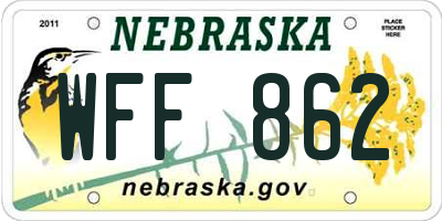 NE license plate WFF862