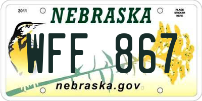 NE license plate WFF867