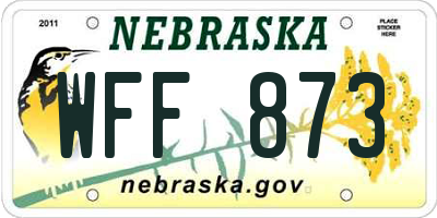 NE license plate WFF873