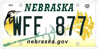 NE license plate WFF877