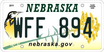 NE license plate WFF894