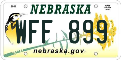 NE license plate WFF899
