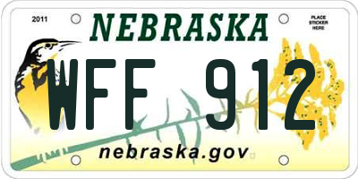 NE license plate WFF912