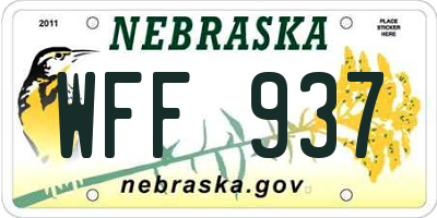 NE license plate WFF937