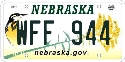 NE license plate WFF944