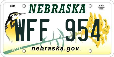 NE license plate WFF954