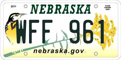 NE license plate WFF961