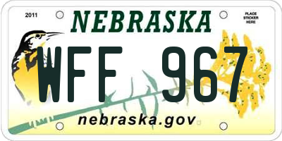 NE license plate WFF967
