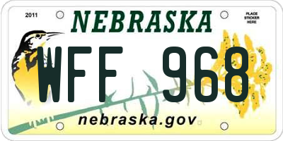 NE license plate WFF968