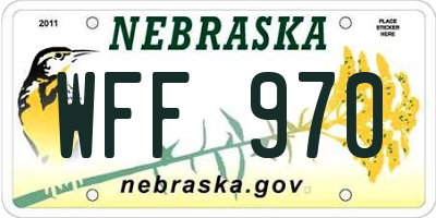 NE license plate WFF970