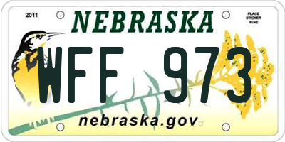 NE license plate WFF973