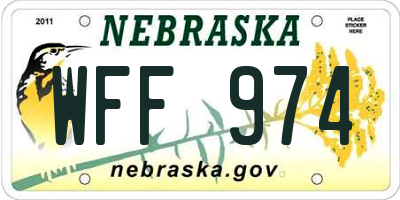 NE license plate WFF974
