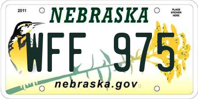 NE license plate WFF975