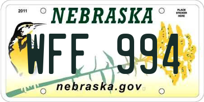 NE license plate WFF994