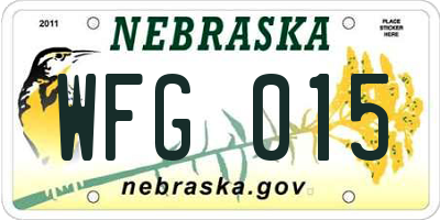 NE license plate WFG015