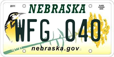 NE license plate WFG040