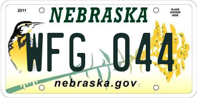 NE license plate WFG044