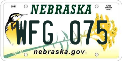 NE license plate WFG075