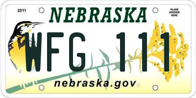 NE license plate WFG111