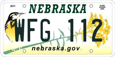 NE license plate WFG112