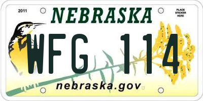 NE license plate WFG114