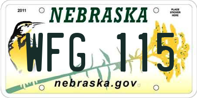 NE license plate WFG115