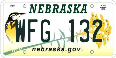 NE license plate WFG132