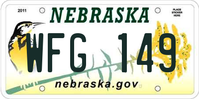 NE license plate WFG149