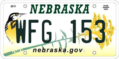 NE license plate WFG153