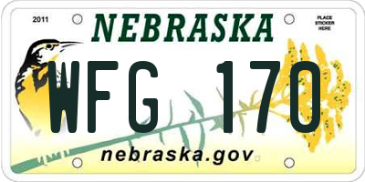 NE license plate WFG170
