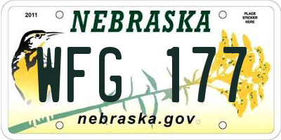 NE license plate WFG177