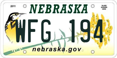 NE license plate WFG194