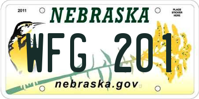 NE license plate WFG201