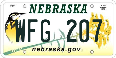 NE license plate WFG207
