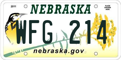 NE license plate WFG214