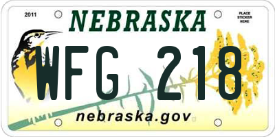 NE license plate WFG218