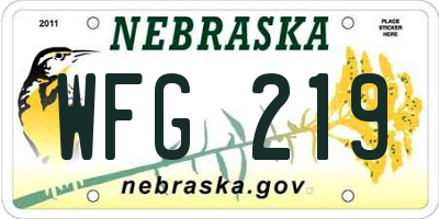 NE license plate WFG219
