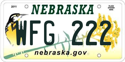 NE license plate WFG222