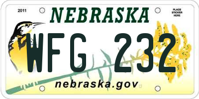 NE license plate WFG232