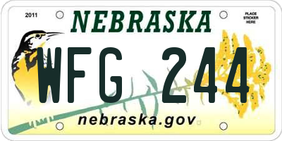 NE license plate WFG244