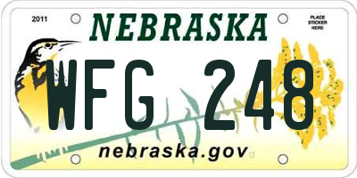 NE license plate WFG248