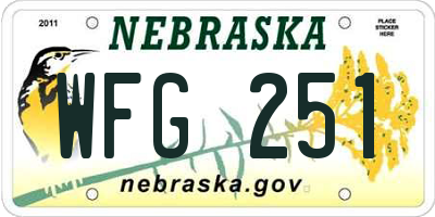 NE license plate WFG251