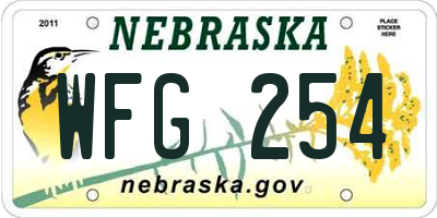 NE license plate WFG254