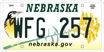 NE license plate WFG257