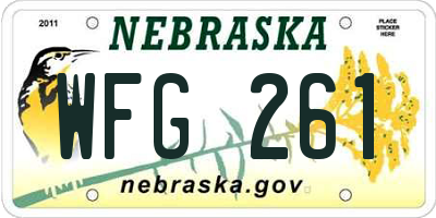 NE license plate WFG261
