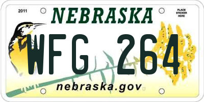 NE license plate WFG264