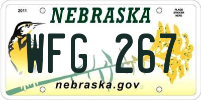 NE license plate WFG267