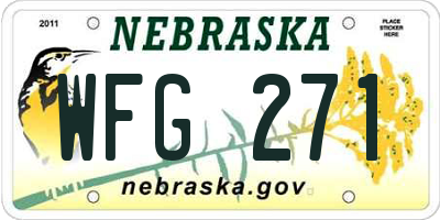 NE license plate WFG271