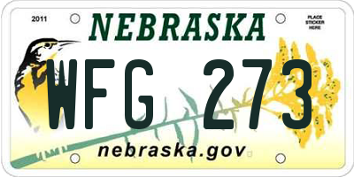 NE license plate WFG273
