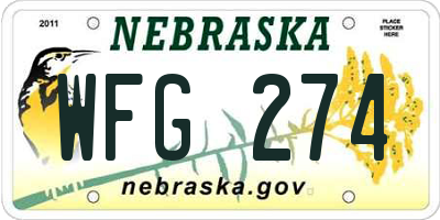 NE license plate WFG274